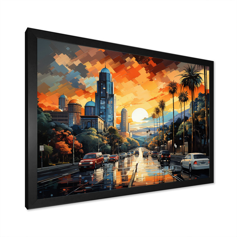 Pop Los Angeles II sur toile, Cadre simple noir, H 34 po x l 44 po x P 1,5 po