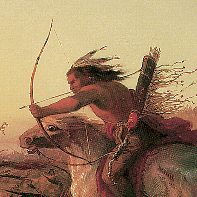 Indian Buffalo Hunt, 1856 Print by Karl Ferdinand Wimar, 30" H x 36.5" W x 1.25" D