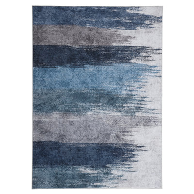 Tapis moderne lavable à poils courts avec envers en caoutchouc antidérapant facile d'entretien, pour le salon, la chambre à coucher et le bureau à domicile