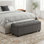 Banc repose-pieds rectangulaire avec rangement capitonné et rangement caché en cuir végétalien contemporain l 48 po Castleford