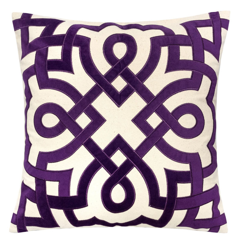 Geometric Cotton Outdoor Throw Pillow, Purple