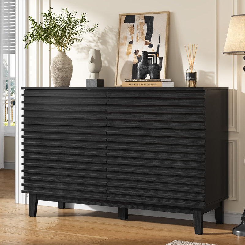 Commode double 6 tiroirs l 47,2 po, Noir