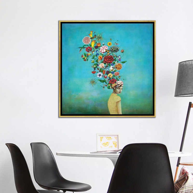 " A Mindful Garden " by Duy Huynh, Gold Framed Canvas, 37" H x 37" W x 1.5" D