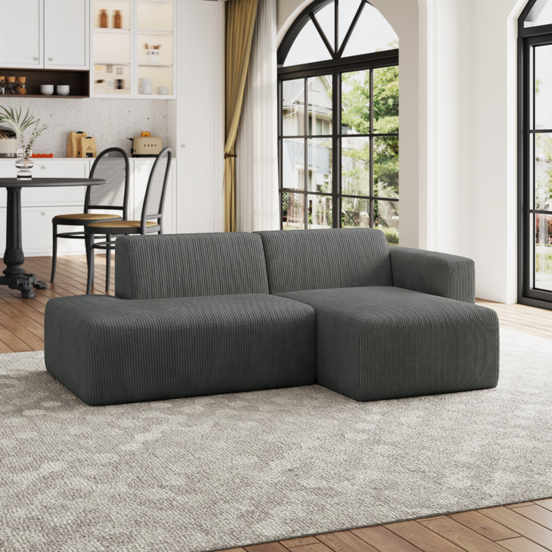 Berlare Modular Corner Sofa, Grey Corduroy, Right Hand Facing