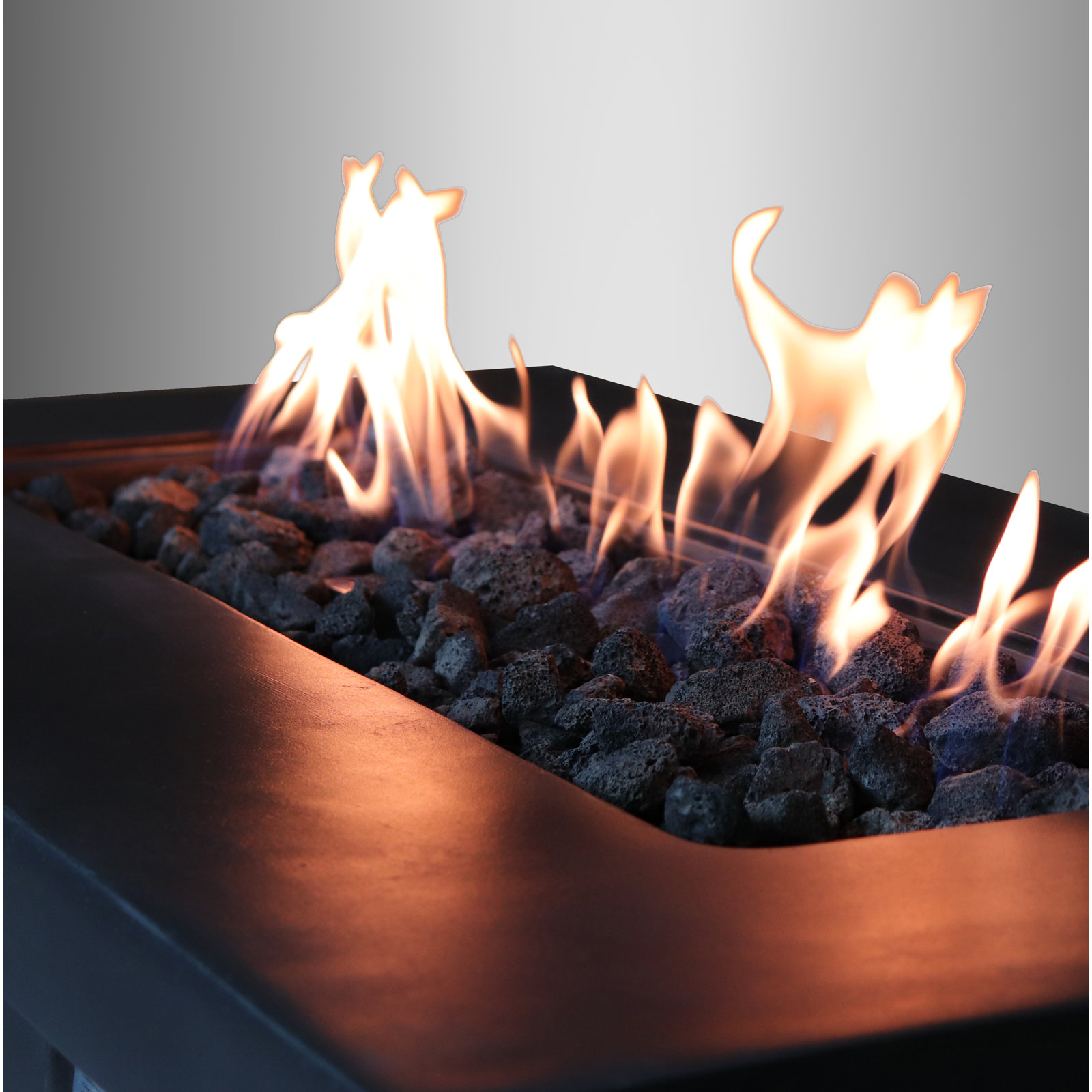 Rashid Rectangle Fire Pit Table, 24" H x 42" W x 20" D, Charcoal
