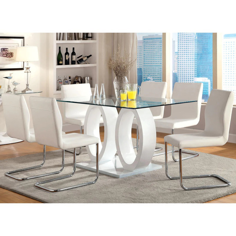 Padded Leatherette Side Chairs with L-Shape Leg, White