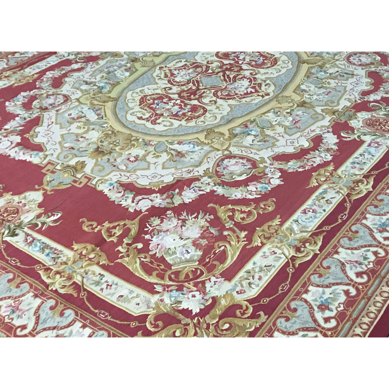Hand-Knotted High-Quality Red and Gold Area Rug