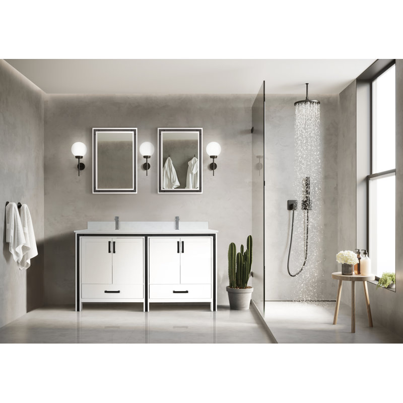 Ziva 60" White Freestanding Double Bathroom Vanity