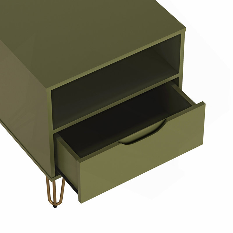 Table de chevet vert olive, H 21,7 po x l 20,1 po x P 17,8 po