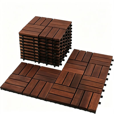 9 tuiles de terrasse de patio en bois d'acacia 9 pi