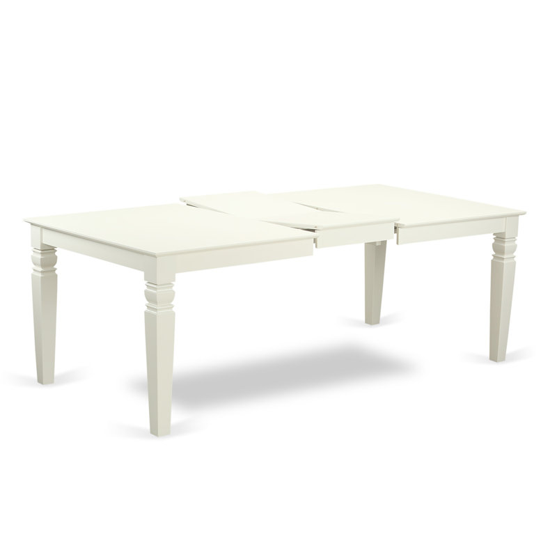 9 Piece Dining Room Table Set Includes a Rectangle Kitchen Table with Butterfly Leaf and 8 Dining Chairs, 42x84 Inch, Linen White