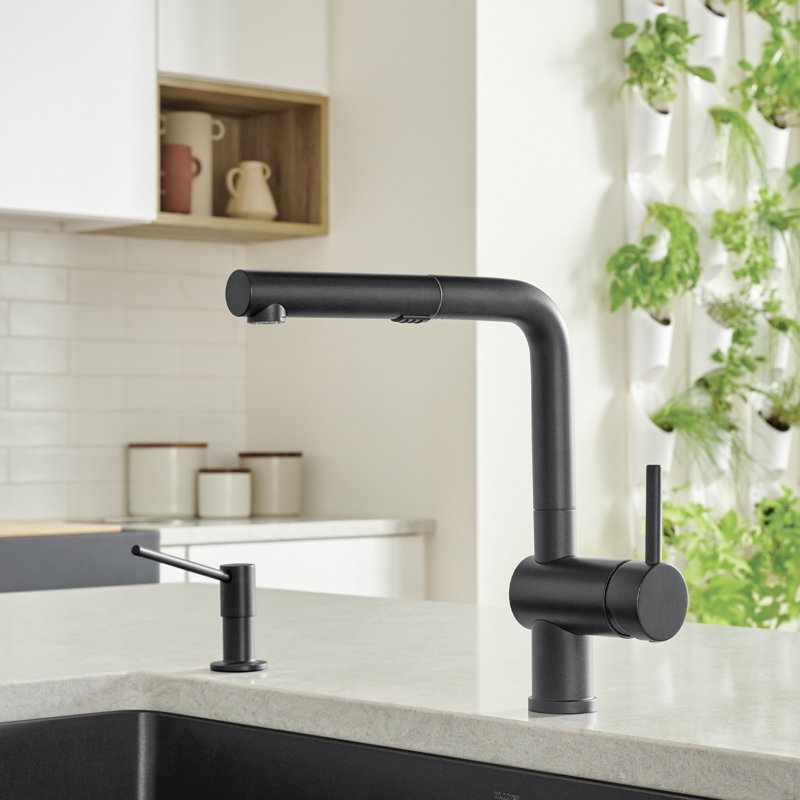 Linus Low Arc Pull-Out Dual-Spray Kitchen Faucet, Coal Black