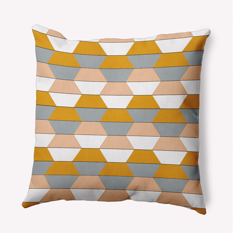 Coussin intérieur / extérieur Leafy Branch, H 20 po x l 20 po, Jaune / laurier / blanc géométrique