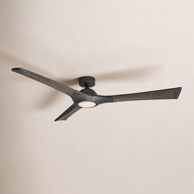 Ventilateur de plafond 60 po à 3 pales extérieur / intérieur intelligent avec ensemble d'éclairage DEL et télécommande inclus Woody 60 po