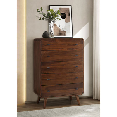 Modern 7 Drawers Dresser for Bedroom, 55" Tall Dressers & Chest of Drawers w/Curved Profile Design