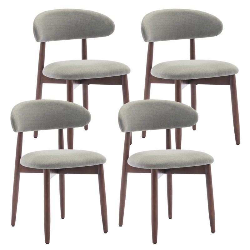 Modern Solid Wood Dining Chair, Upholstered Seat, Curved Ergonomic Backrest, Sturdy Frame Side Chair, Green