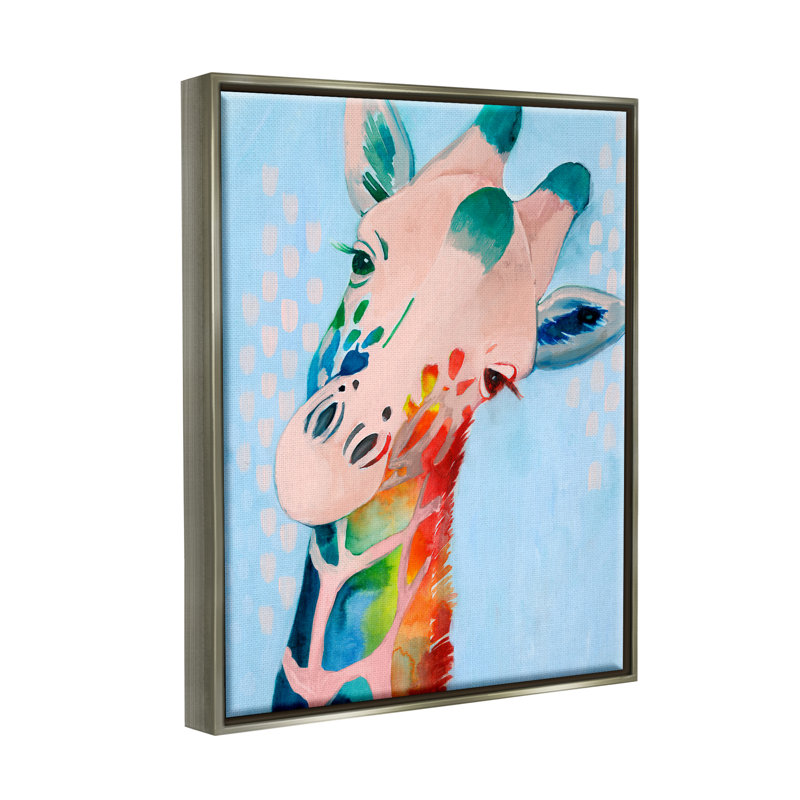 "Rainbow", art mural sur toile bleu abstrait par Grace Popp, H 31 po x l 25 po x P 1,7 po, Cadre flottant gris lustré