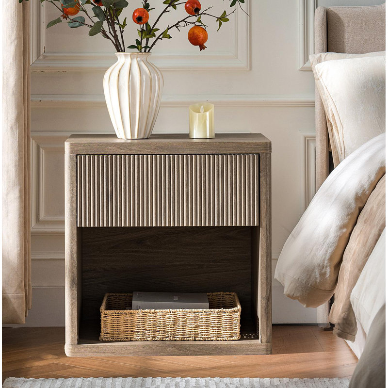 Table de chevet avec rangement et tiroir, Grey