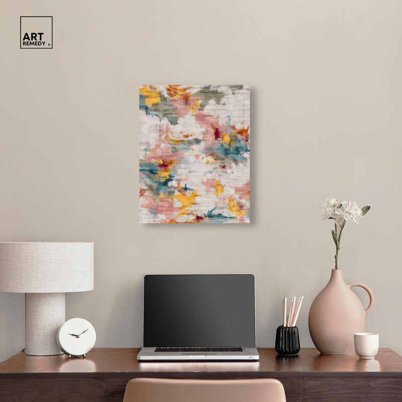 Décoration murale abstraite sur toile colorée «I» par Art Remedy, cadre noir, 16 x 20, H 20 po x l 16 po