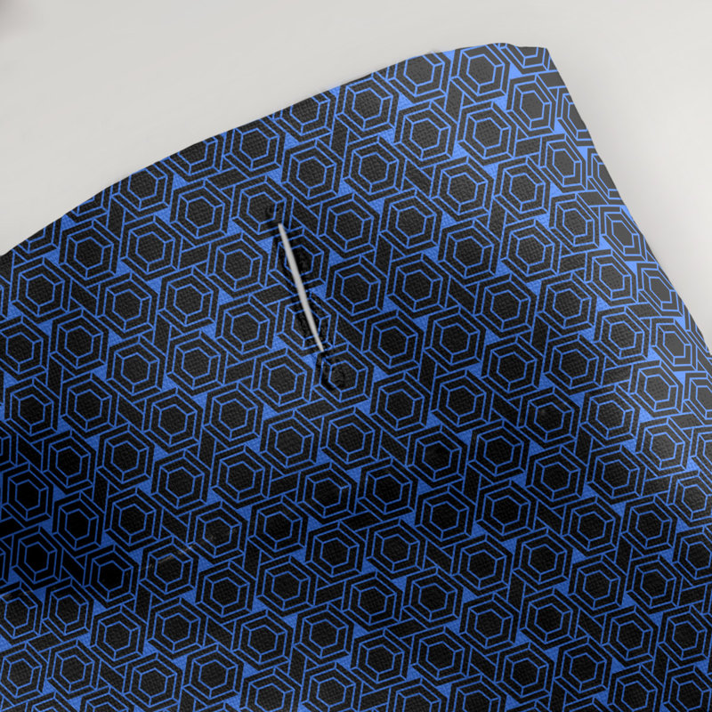 Rideau de douche simple hexagonal classique, Bleu / Noir