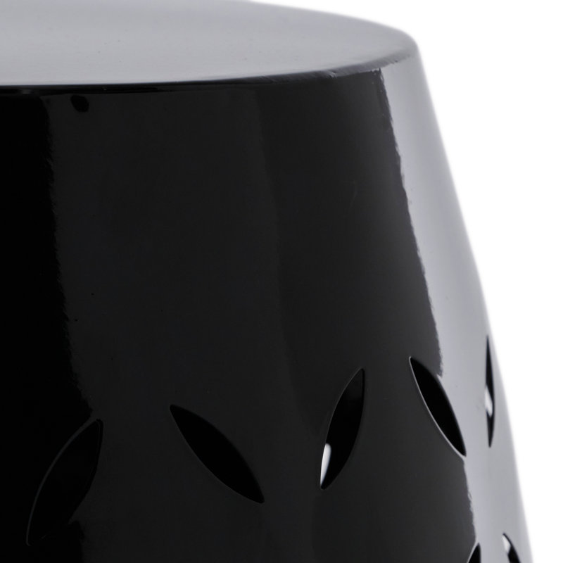 12" Outdoor All-Weather Weatherproof Garden Accent Stool End Table - Black, Black