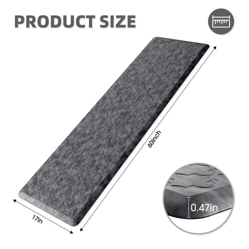 Dawnyelle Anti-Fatigue Mat, Runner 17.3" x 59", Silver