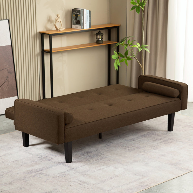 Console en bois massif 71,65 po Trayon, Tissu brun