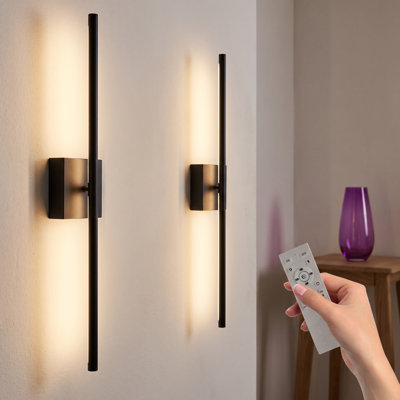 2 Pack 28'' H Modern Dimmable Wall Sconces with Remote, 360° Rotating LED Wall Lights