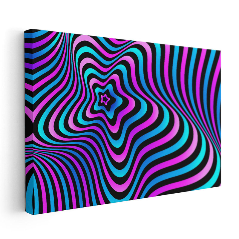 Art abstrait psychédélique hypnotique - reproduction d'art sur toile, H 12 po x l 18 po