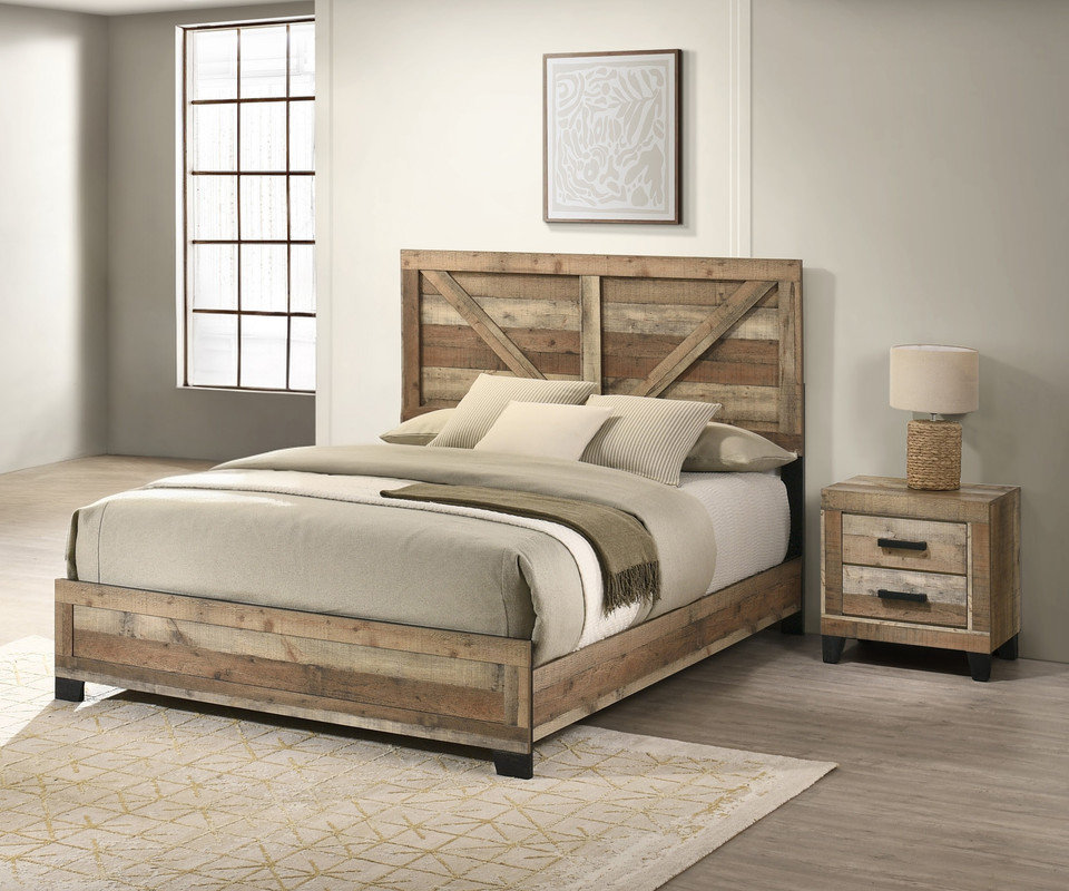 Gracie Oaks 2 Piece Bedroom Set in Weathered Brown Pine | Wayfair