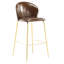 2 tabourets de bar en similicuir brun foncé, pieds dorés pour le luxe, structure, coussin confortable, salle à manger avec dossier bas, 2 tabourets d'intérieur, revêtement, pieds, sièges, cuisine et maison idéales