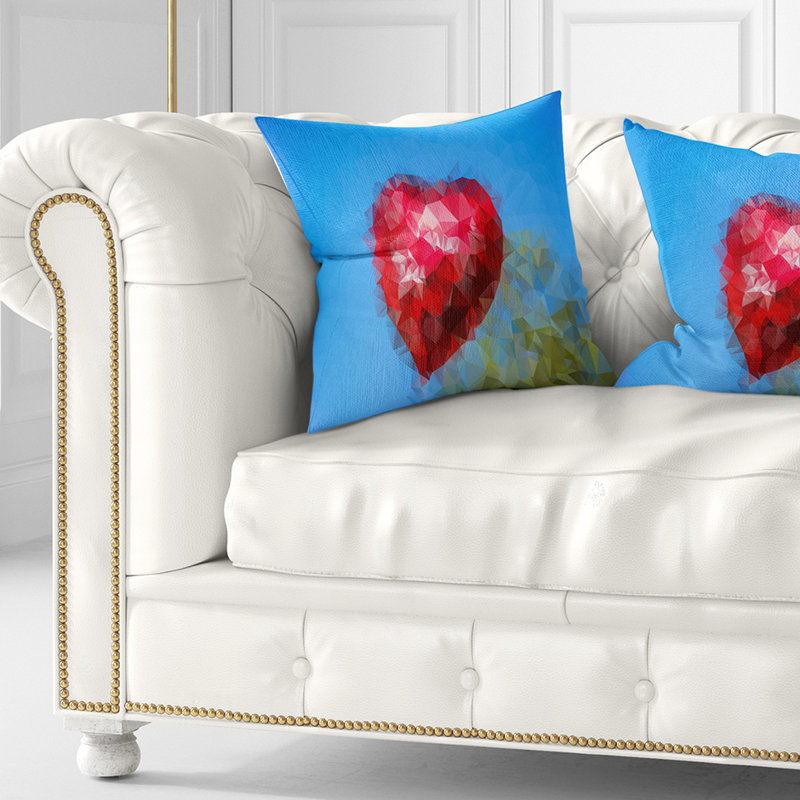 Coussin Polygonal contre ciel bleu - coussin imprimé abstrait, 18 po x 18 po, Coussin décoratif
