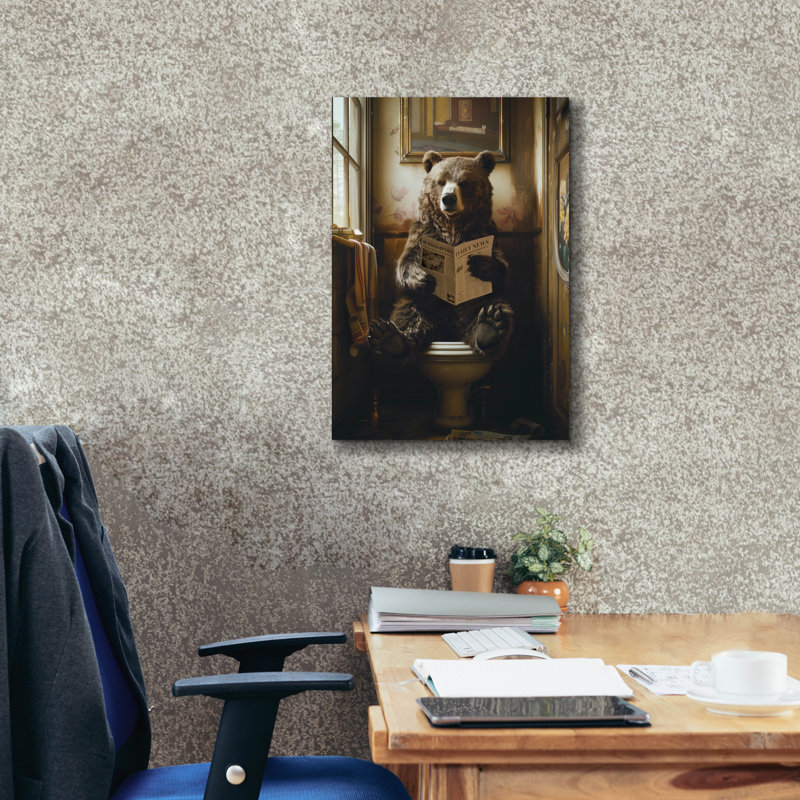 Art mural en toile «The toilettes ours» par Andreas Magnusson, 18 po x 26 po, H 26 po x l 18 po x P 0,75 po