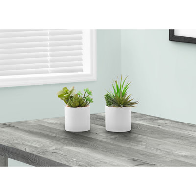 2 plantes succulentes artificielles - 7 po de hauteur, de la fausse verdure dans des pots en céramique blanche à des fins décoratives 2 vibrations