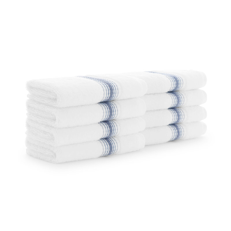 Kytzia Aegean Cotton Washcloths (Pack of 8), White/Crystal