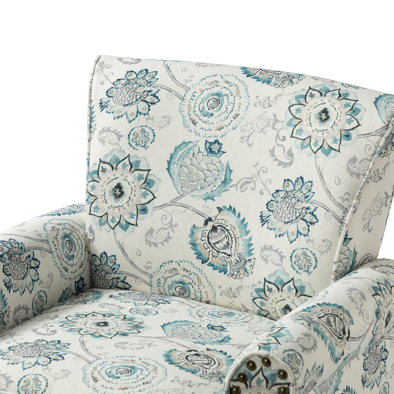 Fauteuil Asul avec garniture cloutée, Mélange de polyester médaillon