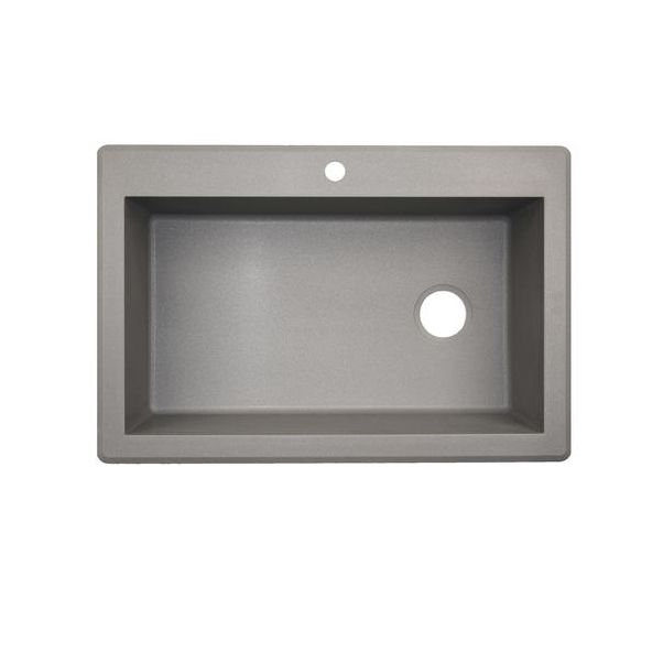 33'' L Single Bowl Granite Kitchen Sink, Opal White