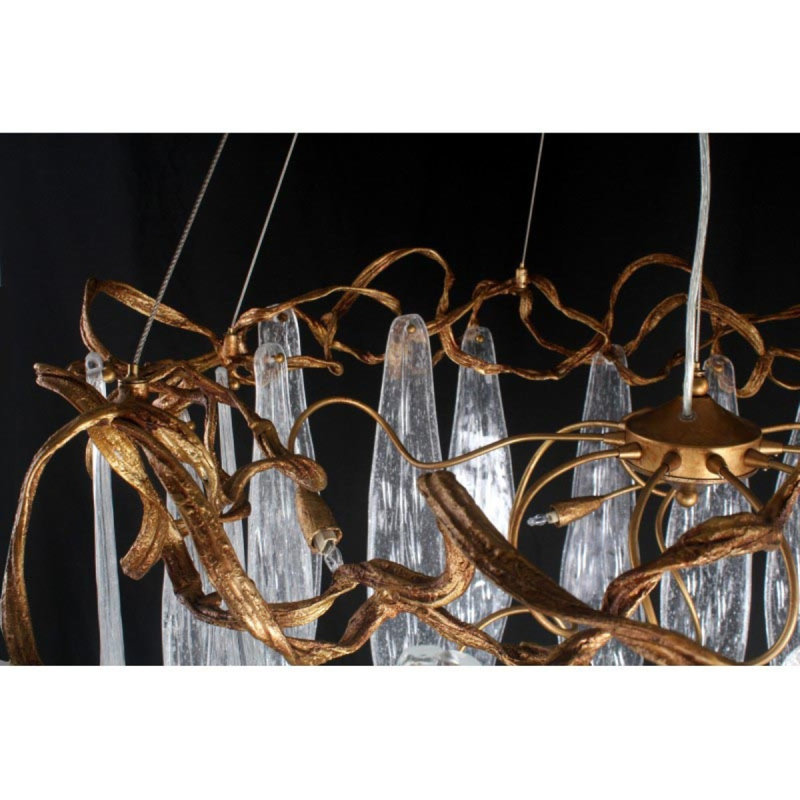 Lustre rond Karlianys Niagara, Transparent, 21" Diameter x 32” Height, Nickel brossé
