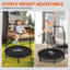 Mini trampoline réglable de haute qualité à poignée en mousse de 48 po - Peut supporter jusqu'à 400 lb, rebondisseur rectangulaire noir pour adultes - idéal pour les entraînements intérieurs et extérieurs