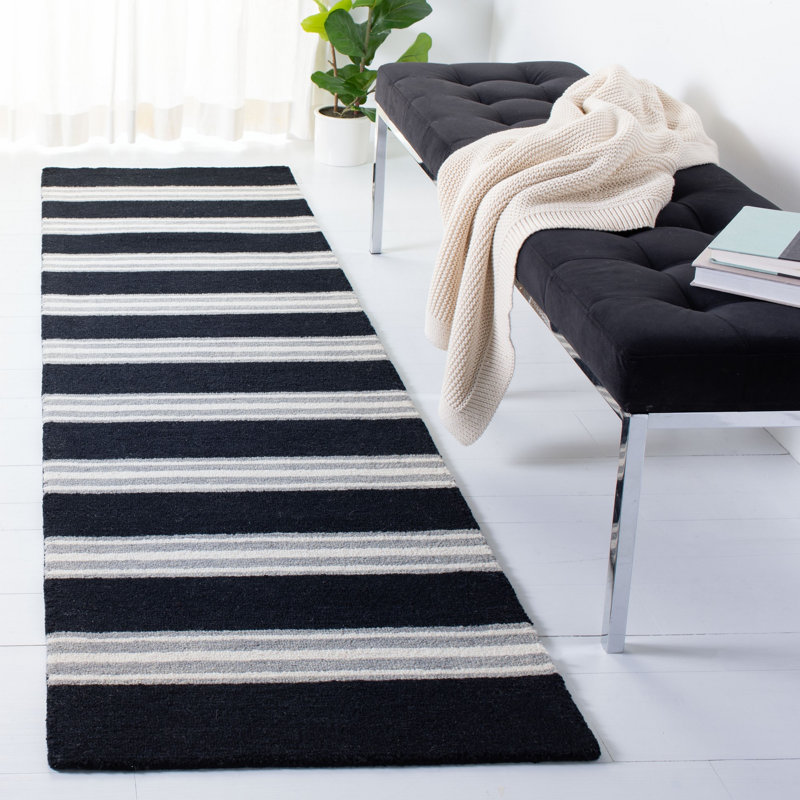 Haner Hand Tufted Wool And Cotton With Latex Striped Rug, Runner 2'3" x 8'