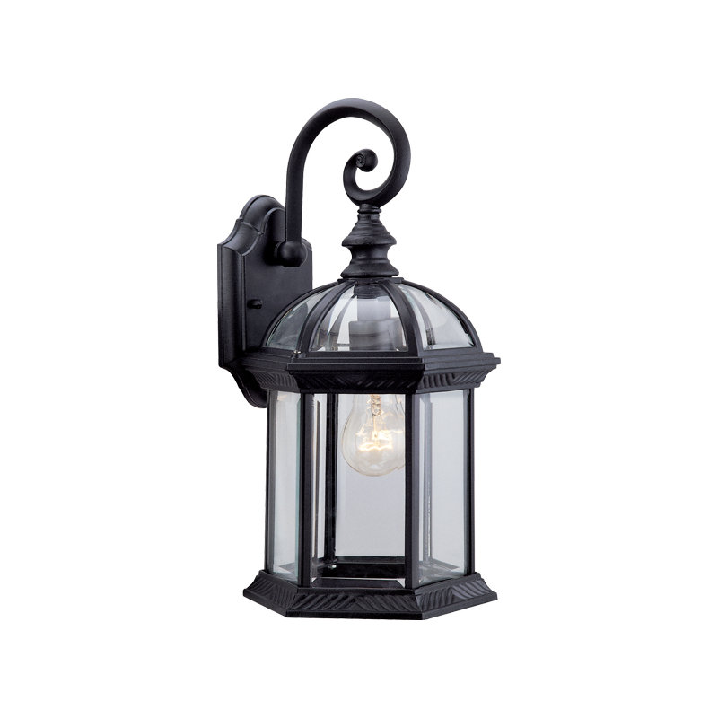 Lanterne murale d'extérieur H 15,5 po Ulrey, Noir, Verre biseauté transparent
