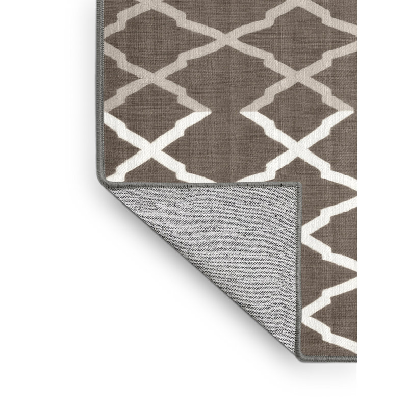 Tapis gris en treillis lavable à la machine, Carré 6 pi