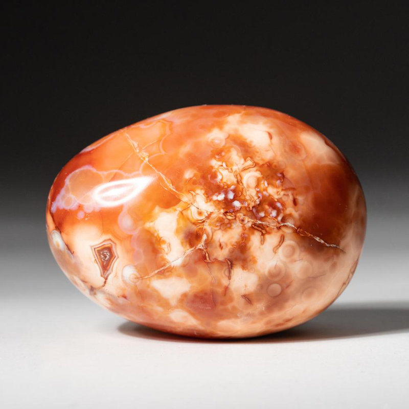 Polished Carnelian Palm Crystal from Brazil, Tan, 2" H x 1.5" W x 2.5" D