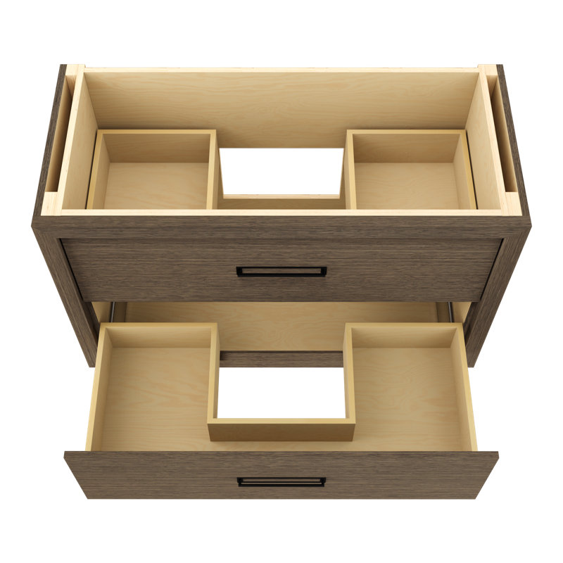 Avalon Two-Drawer Single Bath Vanity, Smoked Modern, 48", Matte Black
