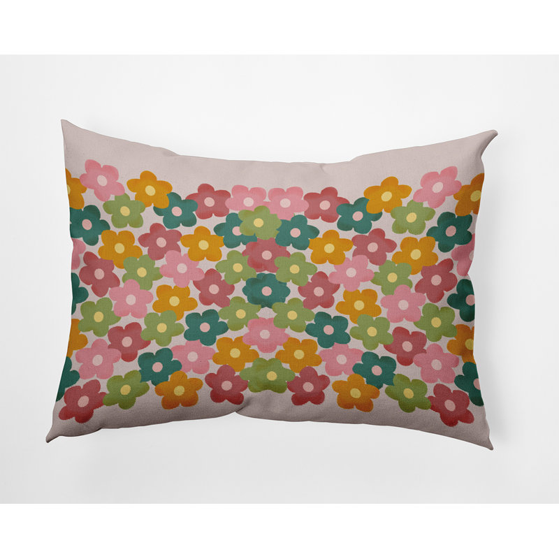 Reversible Throw Pillow, Pink/Green/Yellow Floral