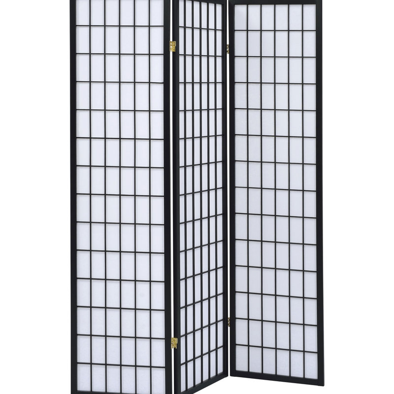 3 - Panel Folding Screen In Black Color, Using Rubberwood And White Paper, 70.05 Inches High, 52 Wide, For Functional Aesthetic Space Division Room Divider Screen, Tall, Creates Elegant Atmosphere Any
