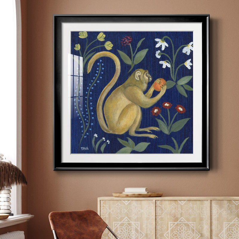 Venezia Monkey Garden I - peinture encadrée, H 30,5 po x l 30,5 po x P 1,5 po, Toile avec cadre noir