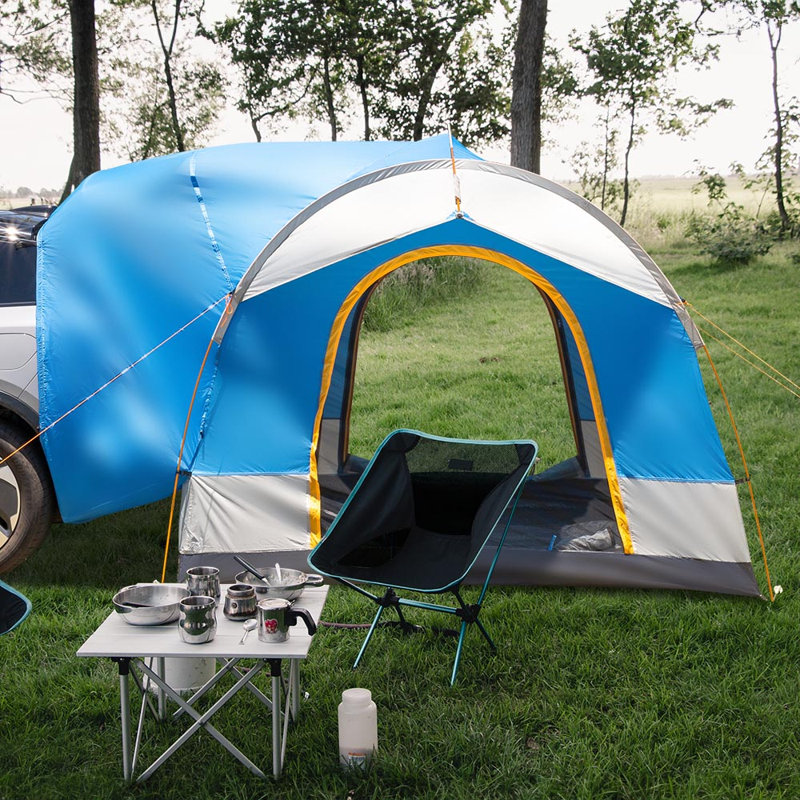 Tente de camping VUS double couche 5 personnes pour voyage en plein air, Bleu