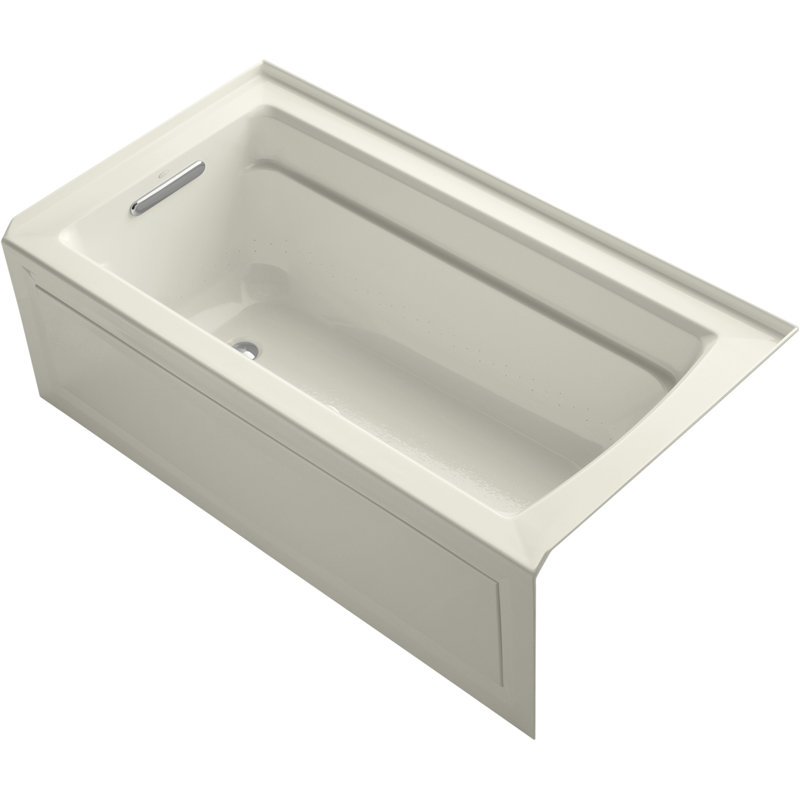 Archer® 60" x 32" Alcove Air Acrylic Bathtub with Heater, Biscuit, Left