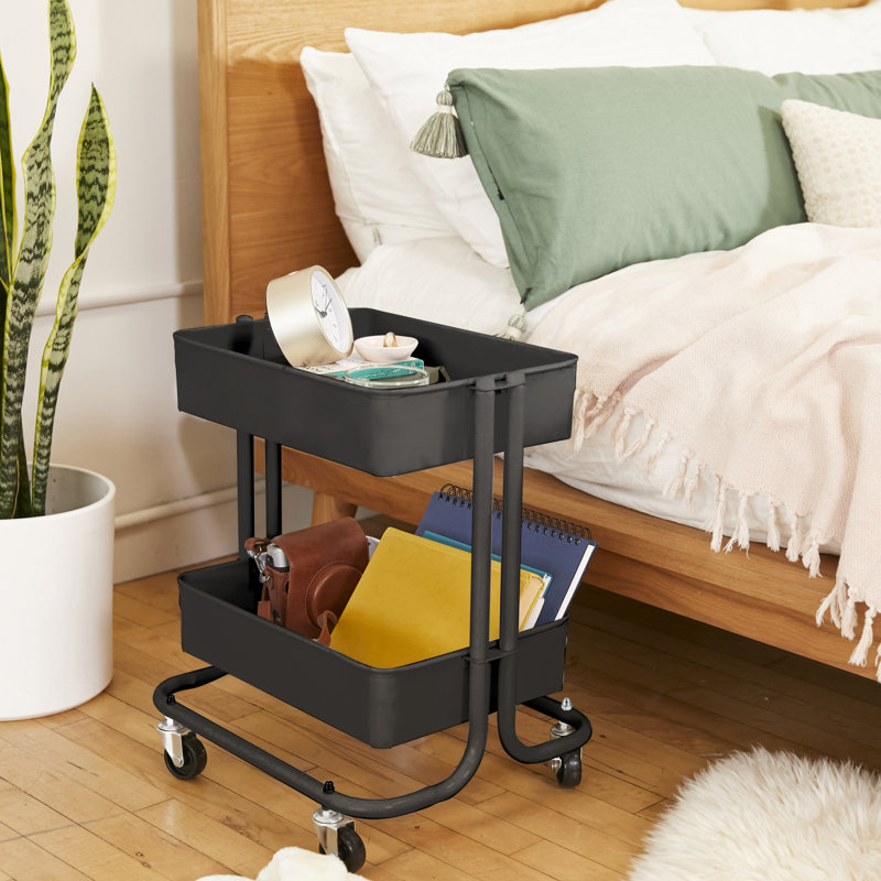 Chariot de rangement polyvalent à 2 niveaux ECR4Kids, Noir